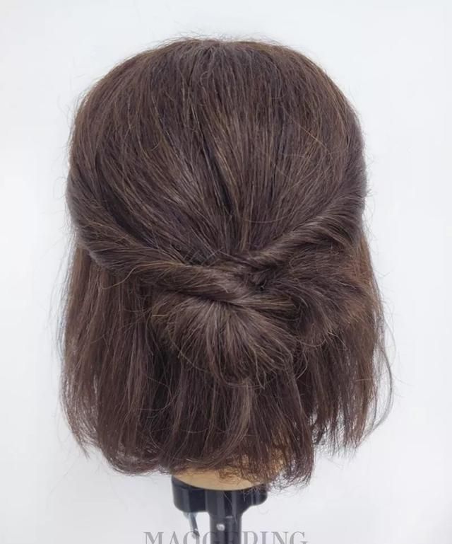 短发女生适合的扎发,7-12岁女孩适合的扎发短发简单图17